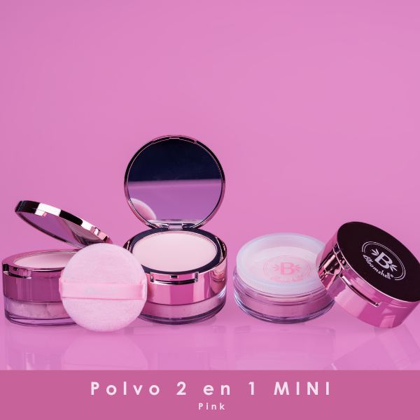 Polvo suelto translucent 2 en 1 mini(pink)
